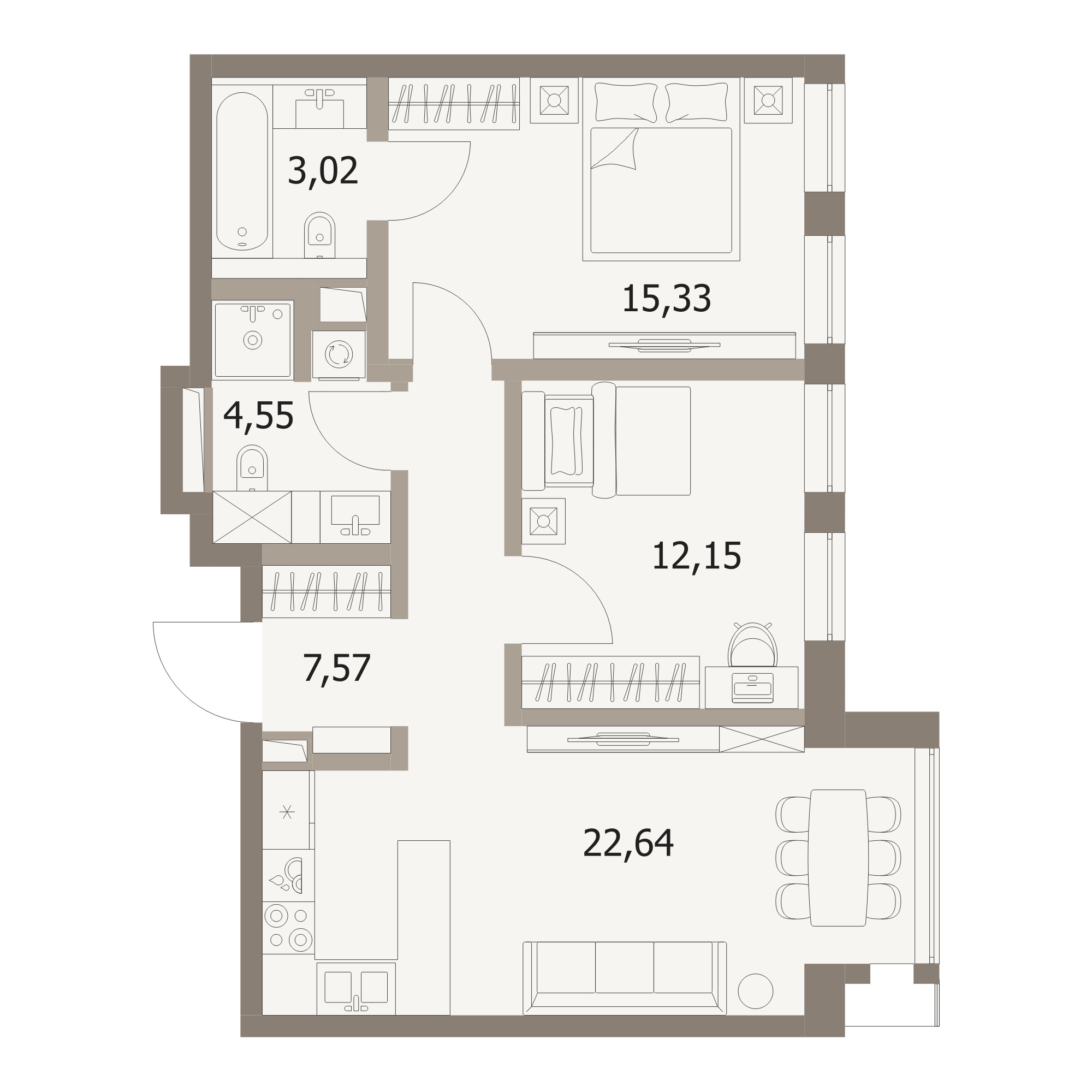 Квартира 65,26 м² - 57 этаж купить в жилом комплексе THE FIVE